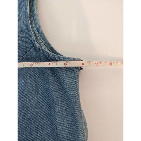 Rachel Roy Pieced Denim Dress Blue Large Mini Patchwork Sleeveless Pockets - Picture 4 of 8